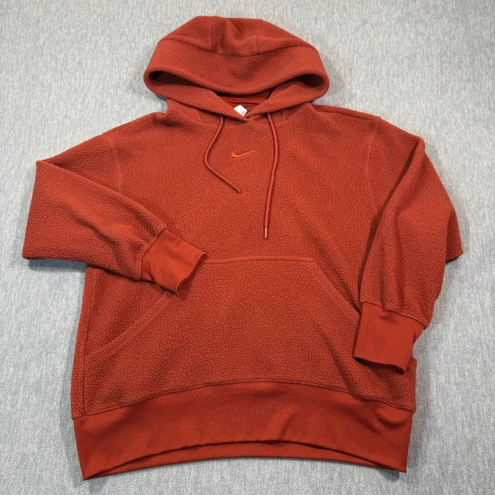 Nike Sportswear Plush Women's‎ Oversized Pullover Hoodie Small Orange Soft